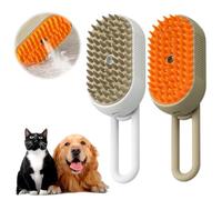 Pet Steam Groomer Brush, Defur Comb for Cats Dogs, 3 in 1 Steam Cat Steam Brush for Sheddin Grooming, Massage, Cleaning, Multifunctional Hair Removal Comb for Cats Dogs (White+Khaki)