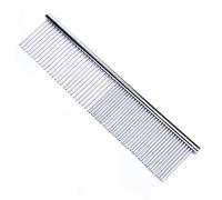 Pet Steel Comb with Rounded Ends Stainless Steel Teeth, Metal Cat Dog for Removing Tangles and Knots, Poodle Care Deshedding Tool, 7 1/2 Inch L. Silver