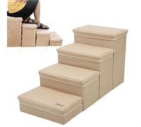Pet Steps - Dog Steps For Sofa | Dog Stairs For Bed | collapsiible Pet Stair | Dog Couch Steps Puppy Bed Stairs | Foldable Dog Kennel Stairs With 4 Storage Boxes Non-Irritating Non-Slip Dog Ramp