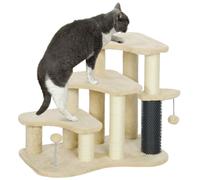 Pet Steps for Bed and Sofa Dog Cat Stairs w/ Scratching Tickling Post, Beige Light Grey