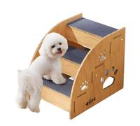 Pet Steps for Small Dogs,Wooden Cat Stairs for Old Cats,Doggy Dog Steps for Bed Couch Sofa Windows,3-Step Ladder, 16" L x 12" W x 14" H，Suitable for Height 14-17in