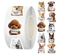 Pet Stickers - 500 Pieces Roll Thank You Decal Aesthetic - Small Animal Stickers, Cute Puppy Cat Sticker | Cartoon Pet Reward Labels for Toddler, Boys, Girls, Teens, Adults, Classroom, Teachers