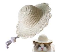 Pet Straw Hat, Breathable Kitten Hat | Puppy Hat - For Pet Owners, Animal Lovers, Beach Walks, Hiking, Gardening,