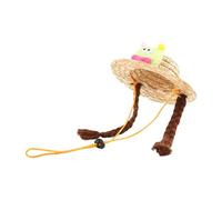 Pet Straw Hat Outdoor Sunbonnet Supplies Devil Puppy Straw Hat With Braids Devil Hat