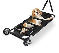 Pet Stretcher, Stainless Steel Anti-bite Small Animal Rescue Trolley, Large Pattern 4-Wheel Emergency Stretcher, Veterinary Transport Protects Pet and Easy to Move