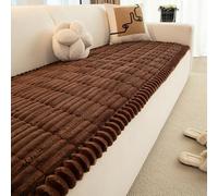 Pet Striped Couch Seat Covers, Thick Soft Plush Non Slip Fuzzy Sectional Dogs Mats Multifunctional Sofa Slipcover for 3 Cushion Dark-Brown 70x120cm/28x47in