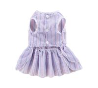 Pet Striped Dress Breathable Spring Summer Cat Dress With Bowknot French Bulldog Bichon Teddy Pomeranian (M)
