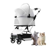 Pet Stroller, 3 in 1 Foldable Dog and Cat Travel Carriage with Storage Basket, Safety Leash, and Washable Cushion for Medium Pets
