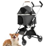 Pet Stroller 3-in-1 Folding Lightweight with Detachable Carrier and Storage Basket for Easy Transport and Convenience