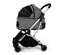 Pet Stroller, 4 in 1 Multi-Functional Dog Cat Pram Buggy Pushchair with 4 Wheels, Easy Wash Away with Carry Cage, Pet Car Seat, Applicable for Medium and Small Pet