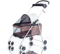 Pet Stroller 4 Round Folding Portable Travel Cat Dog Stroller/Jogging Pushchair Suitable with Cup Holder