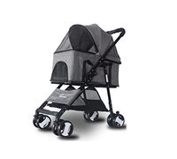 Pet Stroller, 4-Wheel Cat Stroller, Foldable Dog Stroller with Removable Liner and Storage Basket, for Small-Medium Pet, for Dogs Cats transportin (Gray1 Independent)