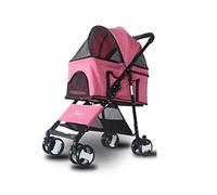 Pet Stroller, 4-Wheel Cat Stroller, Foldable Dog Stroller with Removable Liner and Storage Basket, for Small-Medium Pet, for Dogs Cats transportin (Pink1 Independent)