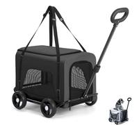 Pet Stroller 4 Wheel Pet Stroller With 360° Rotatable Retractable Handle，Dog Stroller 2 In 1 Pet Carrier Bag,for Travelling Shopping Walking Playing For Small Dogs Cats(Black)