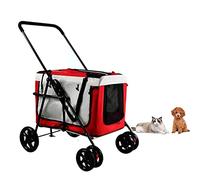 Pet Stroller 4 Wheels Small and Medium-Sized Pet Stroller One Car 360° Universal Wheel Dual-Purpose Foldable Single Foot Double Brake Foldable,Blue