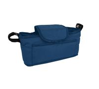 Pet Stroller Caddy Organiser Blue Tartan Pushchair Pram Travel Accessory Bag Detachable Hook & Loop Straps Elastic Cup Pouch Front Pocket Large Capacity Multifunctional Waterproof Oxford Fabric