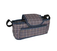 Pet Stroller Caddy Organiser Blue Tartan Pushchair Pram Travel