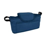 Pet Stroller Caddy Organiser Blue Tartan Pushchair Pram Travel Accessory Bag Detachable Hook & Loop Straps Elastic Cup Pouch Front Pocket Large Capacity Multifunctional Waterproof Oxford Fabric