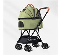 Pet Stroller Carriage for Small Medium Dogs/Cats Dog and Cat Stroller Carrier Separable Dogs Stroller 4 Wheel Lightweight Folding Travel Strollers (Grey a) (Green)