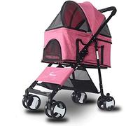 Pet Stroller Cat Dog Cage Stroller 4 Wheels Travel Folding Carrier, Multifunction Two in One Detach Carrier, for Small-Medium Dog, Cat Max Loading 20 Kg/15kg (Pink)