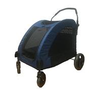 Pet Stroller Cat Dog Trolley Foldable Going Four-Wheel Cart Suitable for Medium and Large Pets (Blue)
