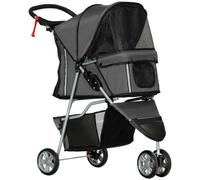 Pet Stroller Charcoal Grey 75x45x97cm Steel Frame 600D Oxford Cloth Foldable 3W