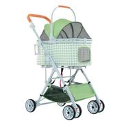 Pet Stroller Detachable Pet Stroller Detachable Three-Purpose Cat and Dog Universal Pet Stroller Houndstooth Stroller Small Pet Stroller(Green)