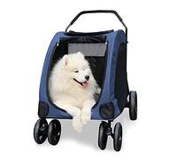Pet Stroller Dog Buggy Dog ??Cart Foldable Pet Buggy Dog ??Stroller for Medium and Large Dogs 4 Wheels (Blue) (Blue)