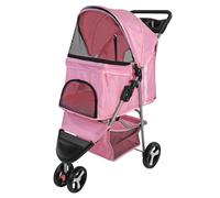 Pet Stroller Dog Cat Puppy Pram Pushchair Travel (Pink)