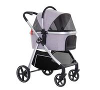 Pet Stroller Dog Pram for Small Medium Dogs, Foldable Cat Dog Stroller Travel Pushchair Cart Separable Carriage Carrier, Pet Cat Dog Strollers Aluminum Alloy Frame(Grey a)