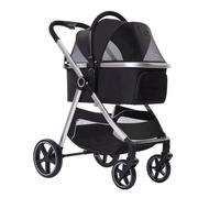 Pet Stroller Dog Pram for Small Medium Dogs, Foldable Cat Dog Stroller Travel Pushchair Cart Separable Carriage Carrier, Pet Cat Dog Strollers Aluminum Alloy Frame(Nero)