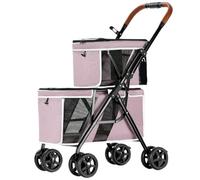 Pet Stroller Dog Stroller Cat Stroller Double Dog Stroller, Foldable Pet Stroller for 2 Dogs Cats Small Medium Sized On Wheels, Cats Stroller for Travel Dog Pram Dog Cat(Color:A)