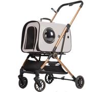 Pet Stroller Dog Stroller Cat Stroller Folding Travel Pet Stroller 4 Wheels Dog Strollers with Detachable Carrier for Small Medium Sized Cats Dogs Dog Pram Dog Cat(Color:Grey)