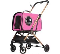 Pet Stroller Dog Stroller Cat Stroller Folding Travel Pet Stroller 4 Wheels Dog Strollers with Detachable Carrier for Small Medium Sized Cats Dogs Dog Pram Dog Cat(Color:Roze)