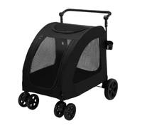 Pet Stroller Dog Stroller Foldable Dog Stroller with 4 Wheels and Adjustable Handle Mesh Skylight Cat Dog Stroller for Large Medium Dogs Cats Cat Stroller Dog Strollers(Color:Svart)