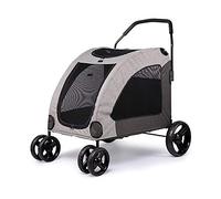 Pet Stroller Dog Stroller for Large Pet Stroller for 2 Dogs Breathable Animal Stroller with 4 Wheel and Storage Space Pet Can Easily Walk in/Out Travel (Red) (Gray)