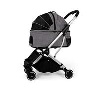 Pet Stroller Dog Stroller for Medium Small Dogs Premium Foldable 4 Wheel Cat Strollers with Detachable Carrier Breathable Pet Car Seat Loading 20kg (Black) (Grey a)