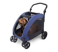 Pet Stroller Dog Stroller-Four Flexible Wheels/Waterproof/Adjustable Handle Large Space Foldable Pet Stroller for Dogs and Cats by Grand Medium Max Load 60kg (Red) (Blue)