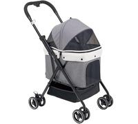 Pet Stroller Dog Stroller Travel Carriers for Dogs and Cats with 360° Swivel Front Wheels and Suspension That Can Be Folded at The Touch of A Button (Grey)