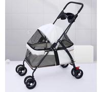 Pet Stroller, Dog Stroller Up to 15 Kg Foldable, Pet Stroller, Foldable, Breathable and Visible Net for Year-Round Folding with One Click, Blue