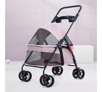Pet Stroller, Dog Stroller Up to 15 Kg Foldable, Pet Stroller, Foldable, Breathable and Visible Net for Year-Round Folding with One Click,Pink