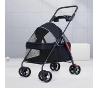 Pet Stroller, Dog Stroller Up to 15 Kg Foldable, Pet Stroller, Foldable, Breathable and Visible Net for Year-Round Folding with One Click, Blue