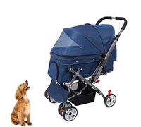 Pet Stroller - Dog Strollers for Medium Dogs and Cats with Reversible Handle 360 Rotating Front Wheel Puppy Stroller for Small Dogs with Mesh Windows, Removable Liner,Blue