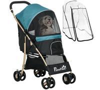 Pawhut Pet Stroller For Xs And S Dogs W/ Rain Cover In Dark Green Dark Green
