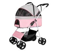 Pet Stroller Fashionable Pet Dog Stroller, Cat Separate Stroller, Foldable Dog Stroller, Puppy Outdoor Breathable Stroller Pet Pushchair(Pink)