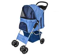 Pet Stroller Foldable Blue PVC/Polyester Travel Carrier 37x80x99cm 15kg ShockAbs
