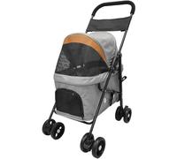 Pet Stroller, Foldable Dog Cat Pushchair, Lightweight Pet Travel Carriage with 4 Wheels & Storage Bags, for Small and Medium Dogs,Grey