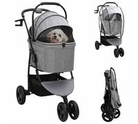 Pet Stroller Foldable Grey Polyester 78x54x101cm Lightweight Travel Pram for pet