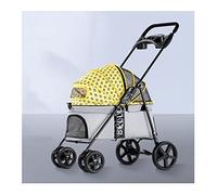 Pet Stroller Foldable Pet Stroller Jogger Stroller, Portable Pet Travel System Pet Trolley, Small and Medium Cats Pet Carts (Color : Yellow)