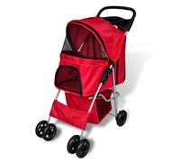 Pet Stroller Foldable Red PVC/Polyester 37x80x99cm Travel Carrier 15kg RearLock